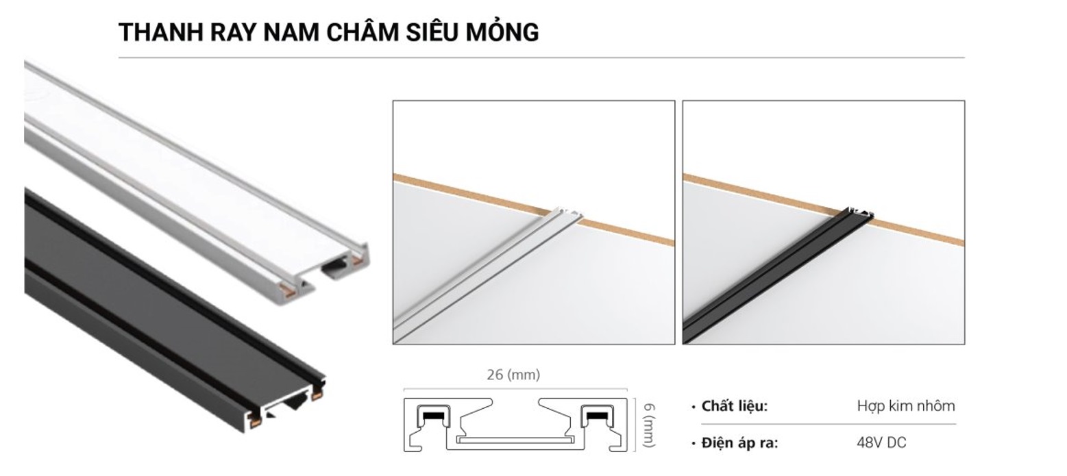 Thanh ray nam châm siêu mỏng GS Lighting Thanh ray nam châm siêu mỏng GS Lighting