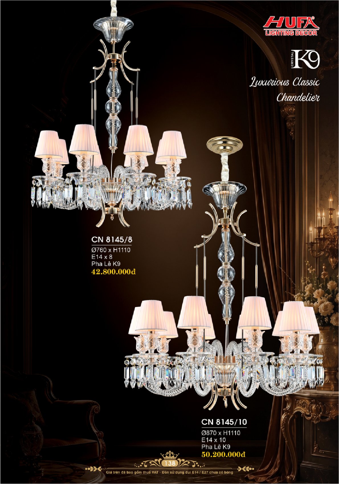 Đèn chùm pha lê K9- CN 8145- Hufa Lighting