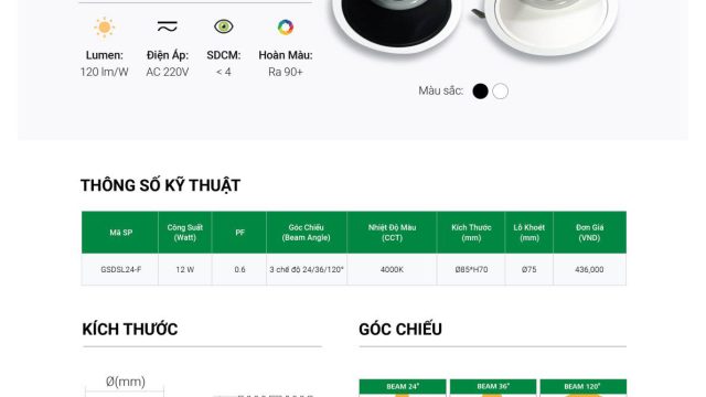 Đèn led cao cấp GS Lighting- Led Min